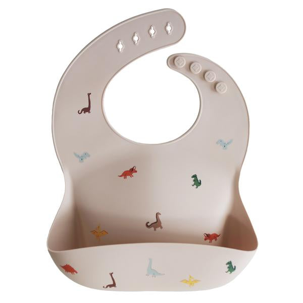 Mushie Silicone Baby Bib (Dinosaurs) - Mushie Mama Önlüğü